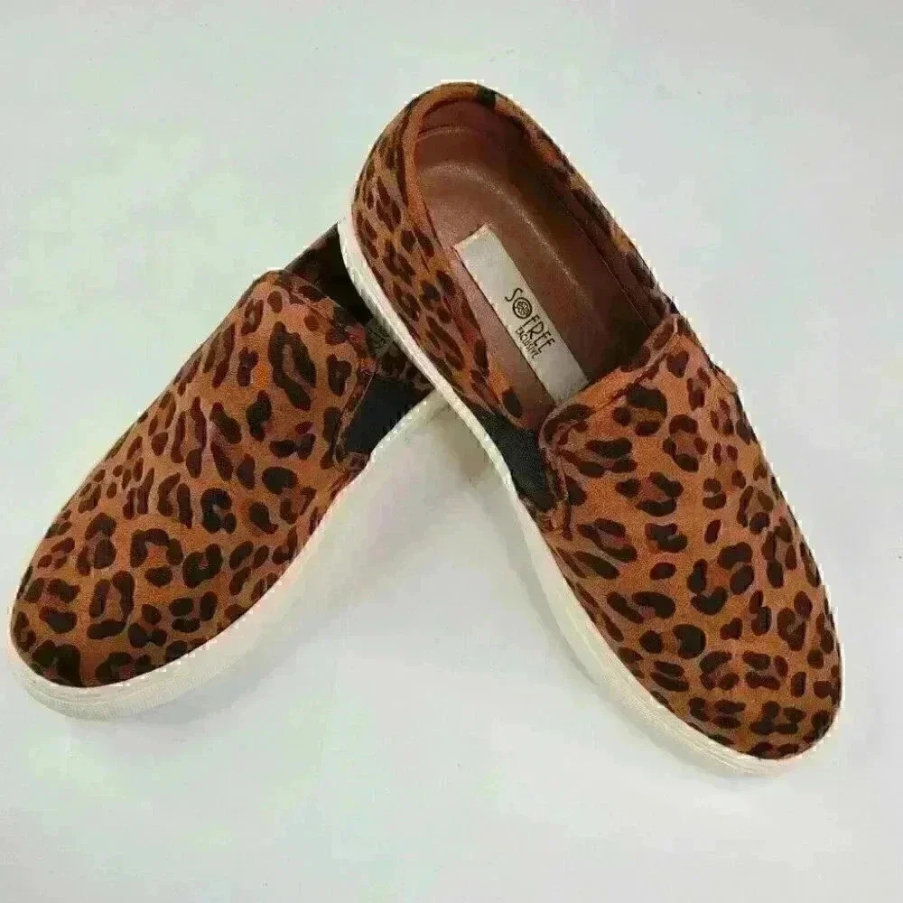 Sofree Exclusive Women's Fashion Leopard Platform Sneakers Slip On Shoes Size 6 - Picture 3 of 9